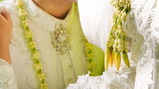 close up of bunga kantil or jasmine flower bud. traditional indonesian wedding