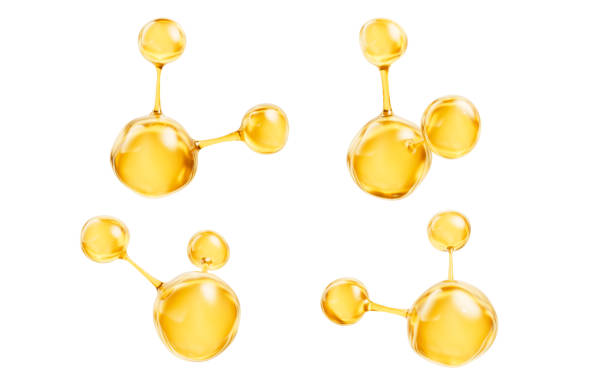 istock Golden molecules with biological and chemical concept, 3d rendering. 1939095653
