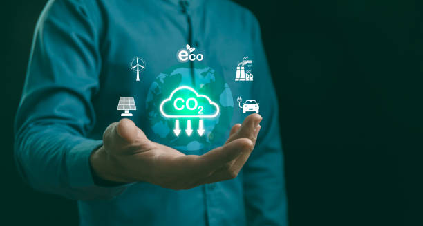 istock Reduce CO2 emissions and carbon footprint to limit global warming and climate change. Sustainable development and green business based on renewable energy, electric transport, offset by planting tree 1939119042