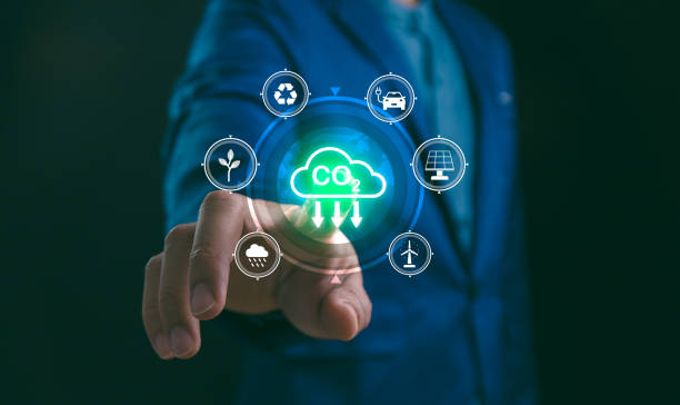 istock Reduce CO2 emissions and carbon footprint to limit global warming and climate change. Sustainable development and green business based on renewable energy, electric transport, offset by planting tree 1939119070