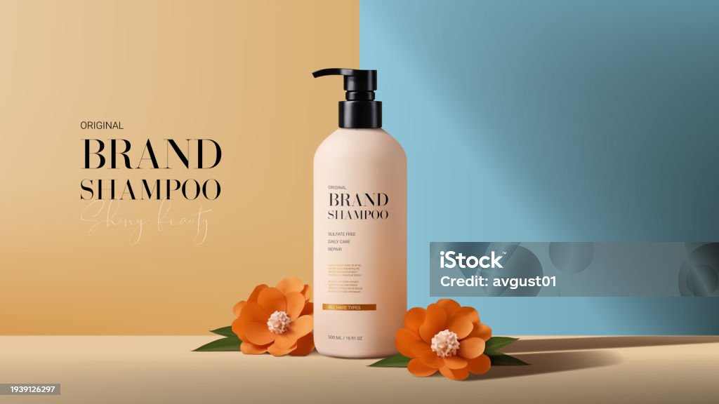 Shampoo Reklam Promo Banner For Shampoo Ad Stock Illustration - Download Image Now ...