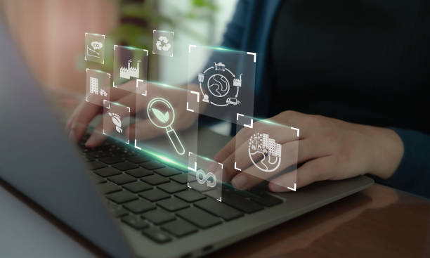 istock Measuring, assessing and valuing environmental impacts and sustainability concept. LCA, Life cycle assessment. Carbon footprint calculation and reporting, business value chain and sustainability. 1939159977