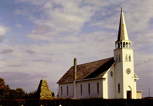Picturesque churh Den Hoorn in rural areas of the Wadden sialnd Texel in North Holland, The Netherlands