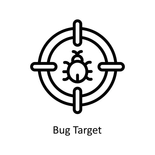 Vector illustration of Bug Target Vector  Outline icon Style illustration. EPS 10 File