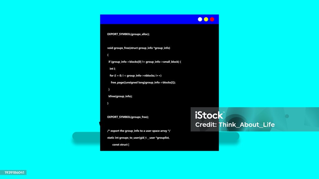 Visual Basic Coding Blue Screen Laptop With Blue Screen Programing Code On Cyan Background Stock ...