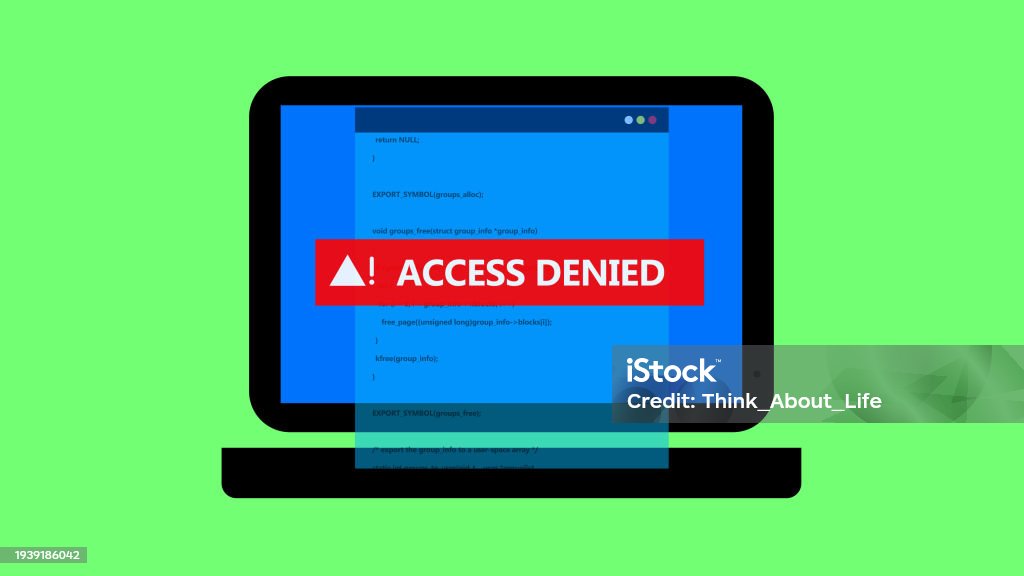 Laptop With Blue Screen Programing Code On Green Background Stock ...