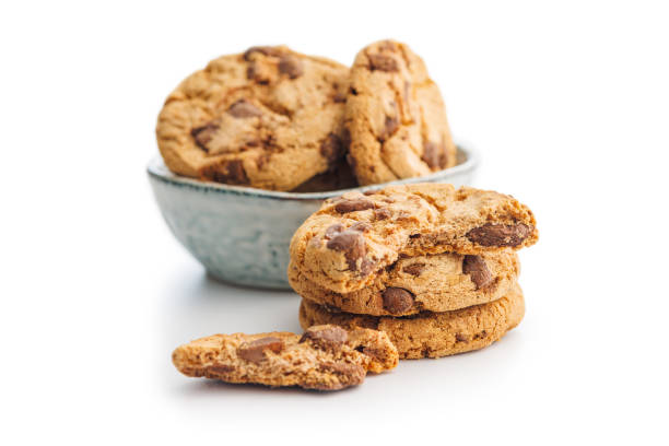 istock Sweet chocolate cookies isolated on white background. 1939199277