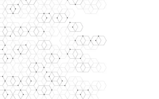 Vector illustration of Molecule structure abstract tech background. Medical design. Science template, wallpaper or banner.