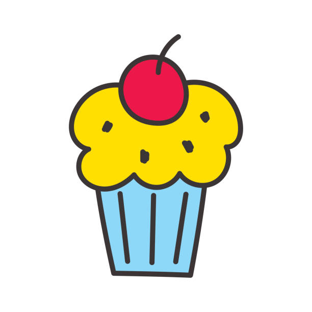 illustrations, cliparts, dessins animés et icônes de cupcake vectoriel avec une cerise sur le dessus - cupcake cake birthday cake muffin