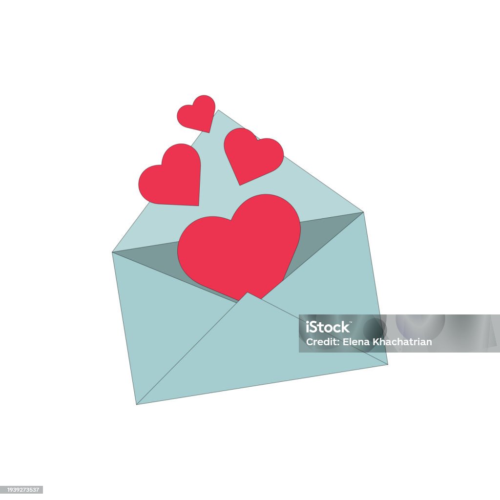 Heart Envelope Vector Blue Open Vector Envelope With Hearts Stock Illustration - Download ...