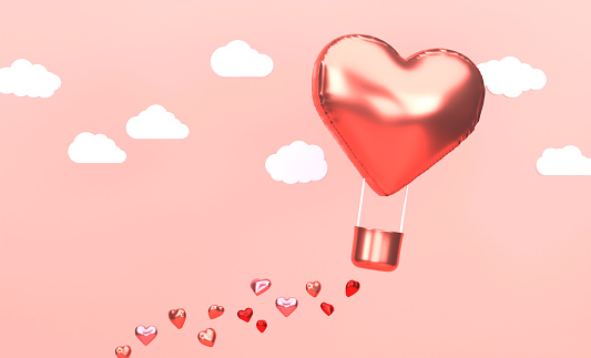 Love Air Balloon And Valentines Day Background. Love Concept.