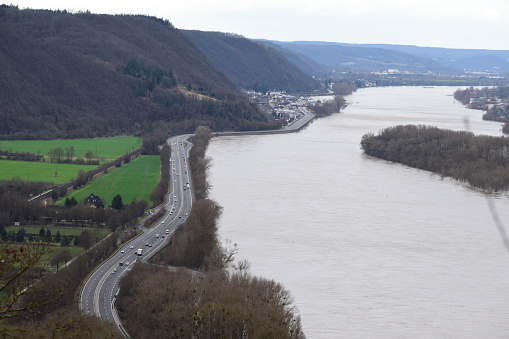 Rhine flood between Andernach and Bonn, at Brohl