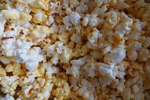 Background of yellow and buttery popcorn
