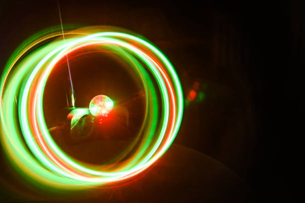 background of green neon circles. abstract background