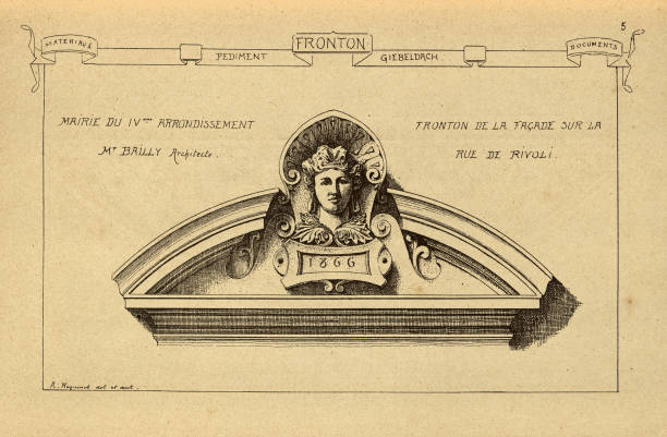 istock Architectural pediment, Head, Date, History of architecture, decoration and design, art, French, Victorian, 19th Century 1939398622