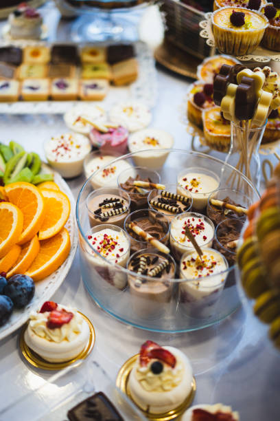 istock Delicious wedding reception candy bar dessert table 1939435485