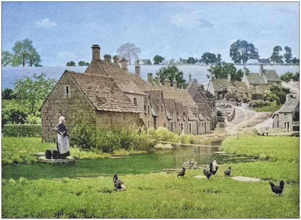Antique dotprinted photo of paintings: Arlington Row, Glouchestershire