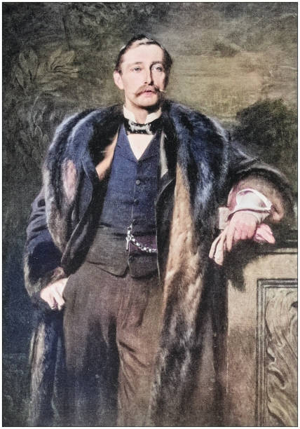 Antique dotprinted photo of paintings: Man