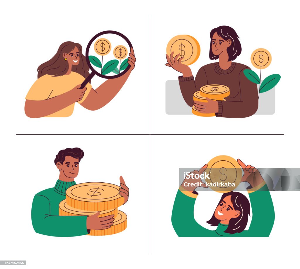 Money. Imagine Money Concept Illustration Flat Vector Illustrations Isolated On White ...