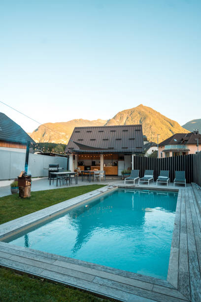 istock Outdoor Residential Pool Party Setting 1939465664