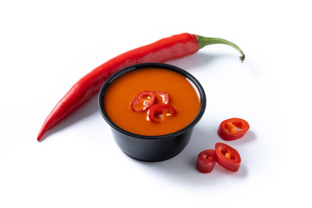 istock Spicy chili sauce in a bowl isolated on white background 1939495015