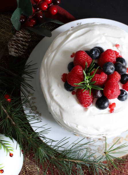 istock Christmas panettone cake with cream. 1939500506