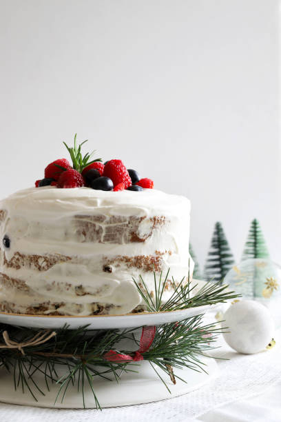 istock Christmas panettone cake with cream. 1939500552