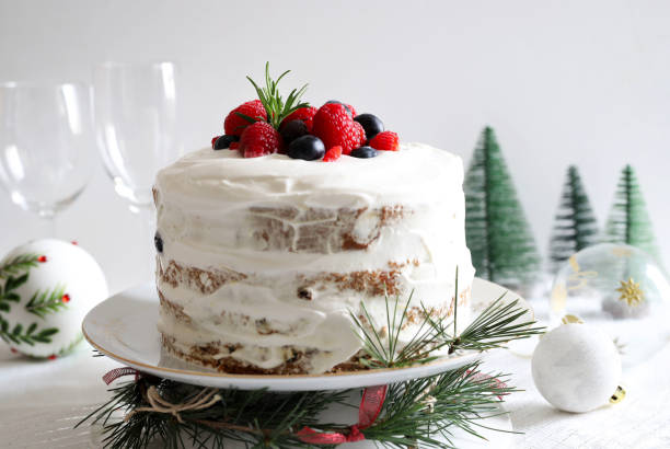 istock Christmas panettone cake with cream. 1939500554