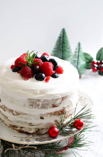 istock Christmas panettone cake with cream. 1939500555