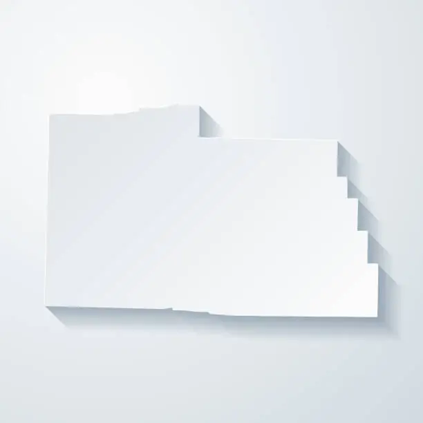 Vector illustration of Carter County, Missouri. Map with paper cut effect on blank background