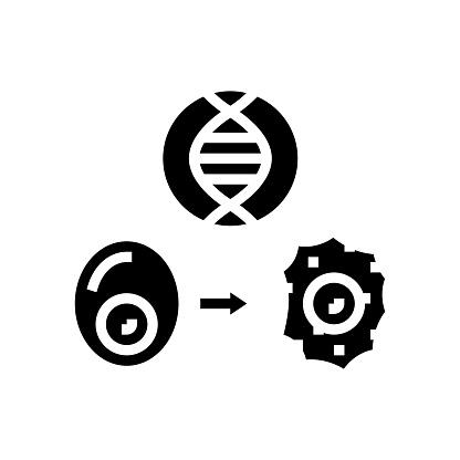 cellular reprogramming cryptogenetics glyph icon vector. cellular reprogramming cryptogenetics sign. isolated symbol illustration