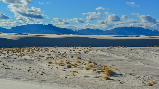 Desert landscape of gypsum dunes in White Sands National Monument in New Mexico, USA