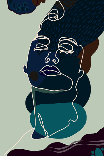 Abstract line art woman face