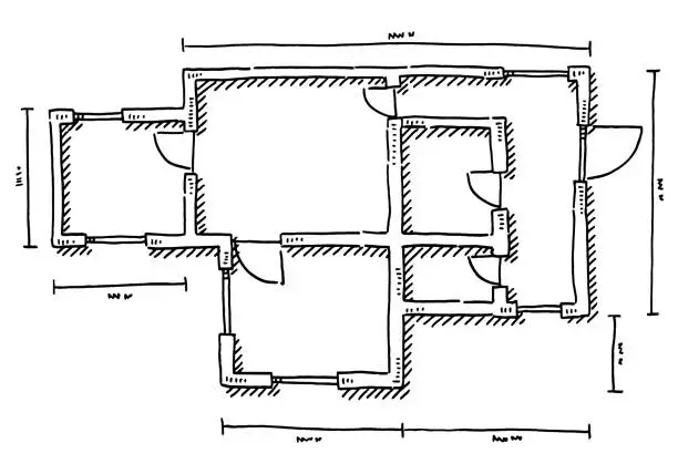 Vector illustration of Apartment Floor Plan Drawing