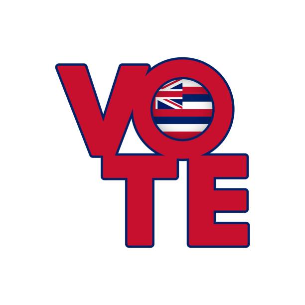 istock Vote sign, postcard, poster. Banner with Hawaii flag. Vector illustration. 1939526598