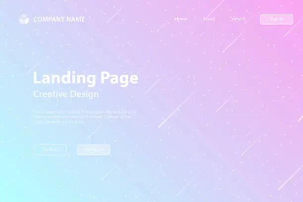 Vector illustration of Landing page Template - Trendy starry sky with Pink gradient