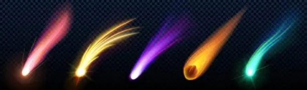 Vector illustration of Comet trail effect and meteor star light vector