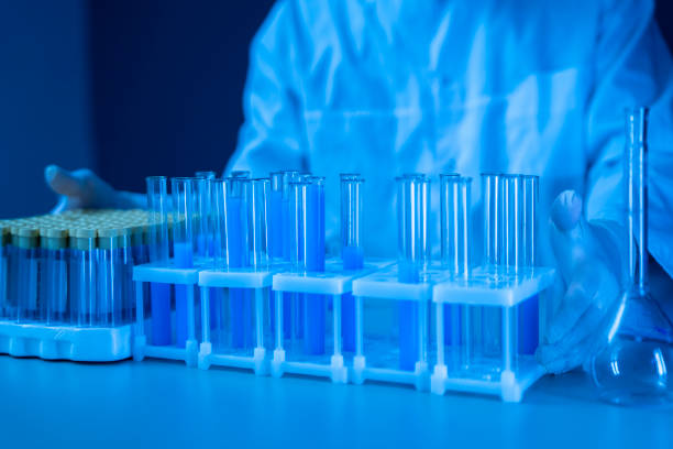istock tray with glass test tubes on the table in the laboratory 1939548459