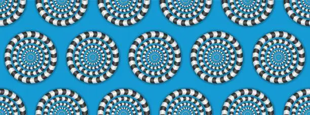 Vector illustration of Elegant circular seamless pattern with association to illusion of rotating snake. Vector illustration.