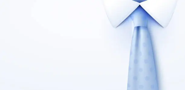 Vector illustration of Close up of classic male shirt and tie.