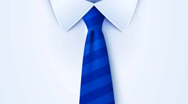 Vector illustration of Close up of classic male shirt and tie.