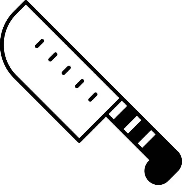 Vector illustration of Kitchen Knife solid glyph vector illustration