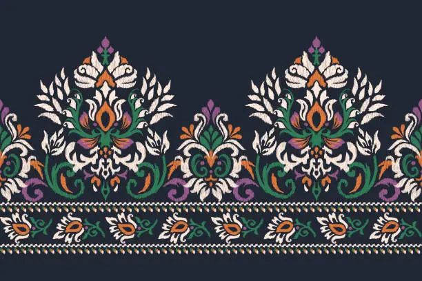 Vector illustration of Arabesque Ikat floral pattern vector