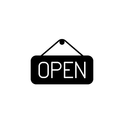 Open Sign Solid Icon. This Flat Icon is suitable for infographics, web designs, mobile apps, UI, UX, and GUI design.