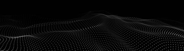 istock Abstract dynamic wave of particles. Wave of gradient dots on black background. Futuristic vector illustration. 1939584740