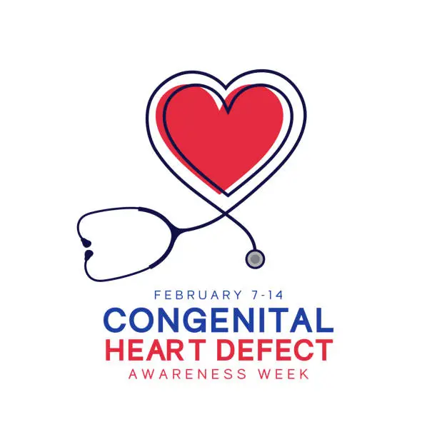 Vector illustration of Congenital Heart Defect Awareness Week banner, card, February 7-14. Vector