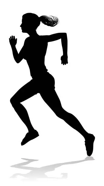 Vector illustration of Silhouette Runner Woman Sprinter or Jogger Person