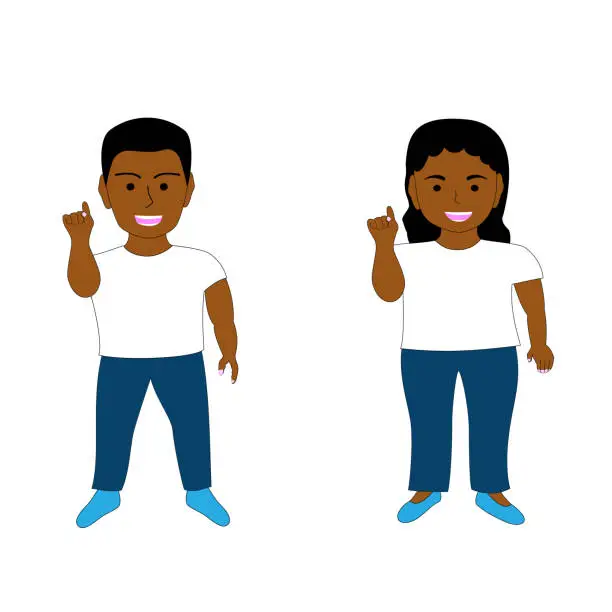 Vector illustration of A black boy and girl.
