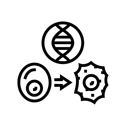 cellular reprogramming cryptogenetics line icon vector. cellular reprogramming cryptogenetics sign. isolated contour symbol black illustration