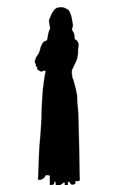 vector Beautiful and mysterious young woman body expression silhouette black and white vector image Fashion beauty on transparent white background mocup.